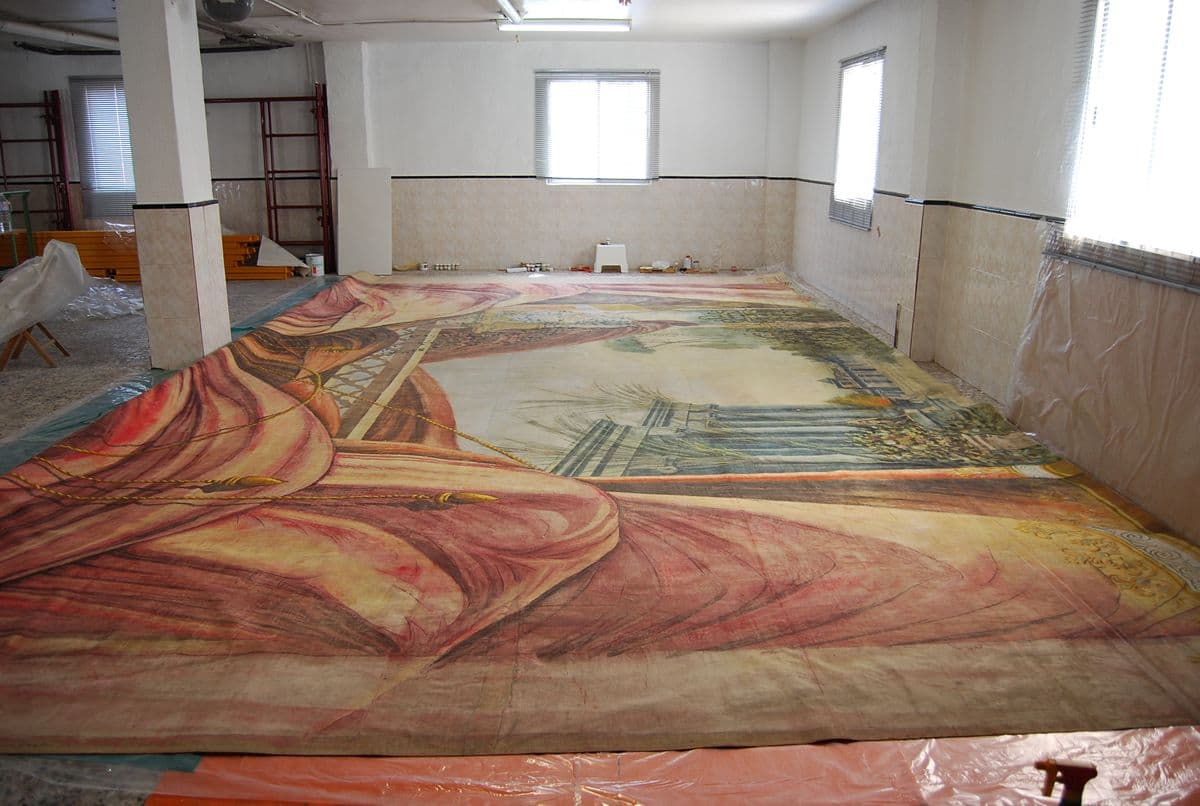 02 telon de boca teatro circo el algar restauracion gran formato pintura general final